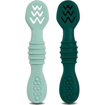 wencolino Baby Löffel Esslernbesteck aus lebensmittelechtem Silikon Babybesteck mit Zahnungshilfe – Maße L 11cm, B 2,5cm, H 1,5cm – Set mit 2 Esslernlöffel zum Essenlernen und als Zahnhilfe für Babys wencolino Baby Löffel Esslernbesteck aus lebensmittelechtem Silikon Babybesteck mit Zahnungshilfe – Maße L 11cm, B 2,5cm, H 1,5cm – Set mit 2 Esslernlöffel zum Essenlernen und als Zahnhilfe für Babys