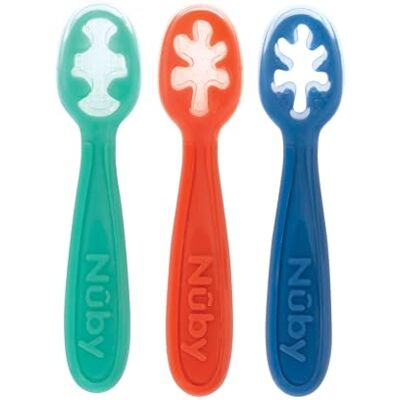Nuby Baby-Löffel-Set Silikon Leicht zu greifen und zu halten 3 Pack 6+ Monate Nuby Baby-Löffel-Set Silikon Leicht zu greifen und zu halten 3 Pack 6+ Monate