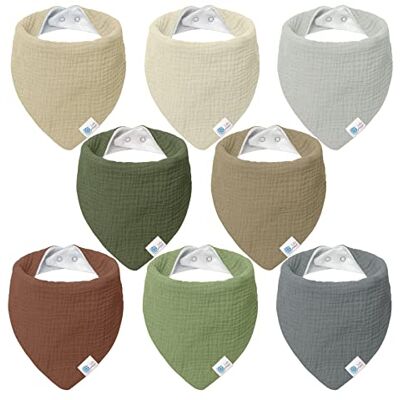 lulumoon Sabberlätzchen Baby Musselin Dreieckstuch Baby für Junge und Mädchen (8, grünbraun) lulumoon Sabberlätzchen Baby Musselin Dreieckstuch Baby für Junge und Mädchen (8, grünbraun)