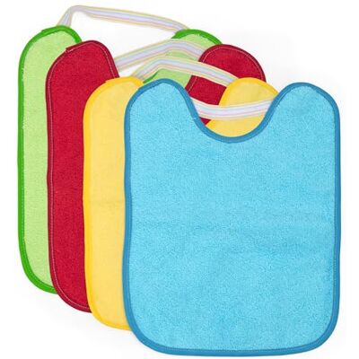 Ti TIN 4 Pack wasserdichte frottee Babylätzchen 24x31 cm Lätzchen mit elastischem Verschluss für Babys von 6 bis 18 Monaten Ti TIN 4 Pack wasserdichte frottee Babylätzchen 24x31 cm Lätzchen mit elastischem Verschluss für Babys von 6 bis 18 Monaten