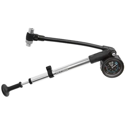 Beto Fahrradpumpe, Dämpferpumpe mit Manometer und Entlüftungsventil, Handpumpe, 400psi/28bar, AV/Autoventil/Schraderventil/Americanventil, Silber/schwarz Beto Fahrradpumpe, Dämpferpumpe mit Manometer und Entlüftungsventil, Handpumpe, 400psi/28bar, AV/Autoventil/Schraderventil/Americanventil, Silber/schwarz