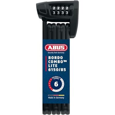 ABUS Faltschloss Bordo Combo Lite 6150/85 mit Tasche Extra-leichtes Zahlenschloss aus Spezialstahl -Sicherheitslevel 6-85 cm Schwarz ABUS Faltschloss Bordo Combo Lite 6150/85 mit Tasche Extra-leichtes Zahlenschloss aus Spezialstahl -Sicherheitslevel 6-85 cm Schwarz