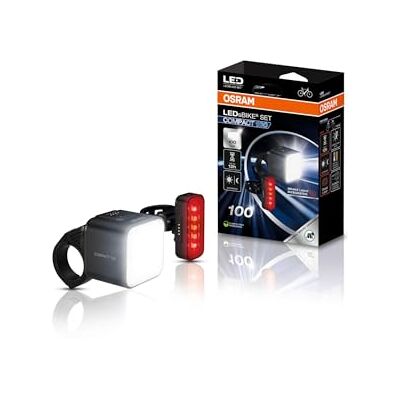 Osram LEDsBIKE COMPACT 100 Set, wiederaufladbares Fahrradlicht-Set – Vorder- und Rücklicht, mit Bremslicht, StVZO-geprüft, Garmin-kompatible Halterun, DREI Beleuchtungsmodi, 100 Lux Osram LEDsBIKE COMPACT 100 Set, wiederaufladbares Fahrradlicht-Set – Vorder- und Rücklicht, mit Bremslicht, StVZO-geprüft, Garmin-kompatible Halterun, DREI Beleuchtungsmodi, 100 Lux