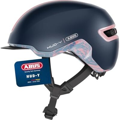 ABUS Urban Helm HUD-Y mit magnetischem, aufladbarem LED-Rücklicht & Magnetverschluss cooler Fahrradhelm für den Alltag Damen und Herren Blau/Pink Matt, Größe S, S (51-55 cm) ABUS Urban Helm HUD-Y mit magnetischem, aufladbarem LED-Rücklicht & Magnetverschluss cooler Fahrradhelm für den Alltag Damen und Herren Blau/Pink Matt, Größe S, S (51-55 cm)