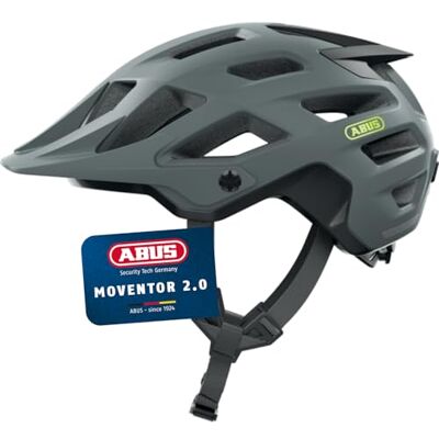 ABUS MTB-Helm Moventor 2.0 komfortabler Fahrradhelm fürs Gelände All-Mountain-Helm für Damen und Herren Grau Matt, S ABUS MTB-Helm Moventor 2.0 komfortabler Fahrradhelm fürs Gelände All-Mountain-Helm für Damen und Herren Grau Matt, S