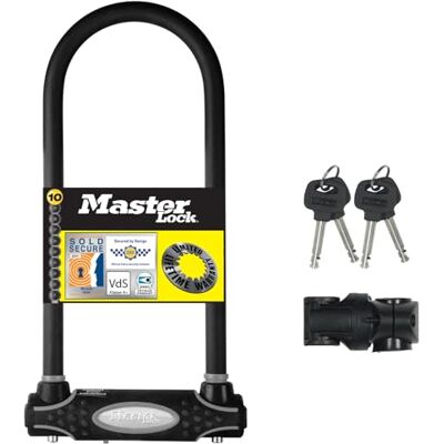 Master Lock 8195EURDPROLW U-Schloss 280mm X 110mm X 13mm + Uhalterung, schwarz, Large Master Lock 8195EURDPROLW U-Schloss 280mm X 110mm X 13mm + Uhalterung, schwarz, Large