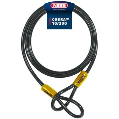 ABUS Schlaufenkabel Cobra 10 Stahlseil mit Kunststoff ummantelt Sicherung für Fahrrad- und Motorrad-Zubehör 2 Meter lang, 10 mm stark ABUS Schlaufenkabel Cobra 10 Stahlseil mit Kunststoff ummantelt Sicherung für Fahrrad- und Motorrad-Zubehör 2 Meter lang, 10 mm stark