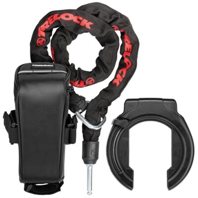 Trelock Rahmenschloss RS 453 Balloon AZ+ Einsteckkette ZR 355 100/6 mit Satteltasche – 56 mm breite Öffnung Trelock Rahmenschloss RS 453 Balloon AZ+ Einsteckkette ZR 355 100/6 mit Satteltasche – 56 mm breite Öffnung