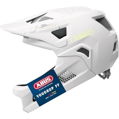 ABUS MTB-Helm YouDrop FF Fullface-Helm für Kinder und Jugendliche für den Einstieg in den Mountainbikesport mit abnehmbarem Kinnschutz Weiß, Größe S ABUS MTB-Helm YouDrop FF Fullface-Helm für Kinder und Jugendliche für den Einstieg in den Mountainbikesport mit abnehmbarem Kinnschutz Weiß, Größe S