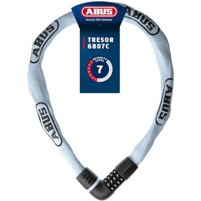 ABUS Kettenschloss Tresor 6807C Zahlenschloss mit 360°-Bolzen, 7 mm Starke Stahlkette, 4-stelliger Zahlencode Fahrradschloss mit Sicherheitslevel 7 Länge 110 cm, blau ABUS Kettenschloss Tresor 6807C Zahlenschloss mit 360°-Bolzen, 7 mm Starke Stahlkette, 4-stelliger Zahlencode Fahrradschloss mit Sicherheitslevel 7 Länge 110 cm, blau