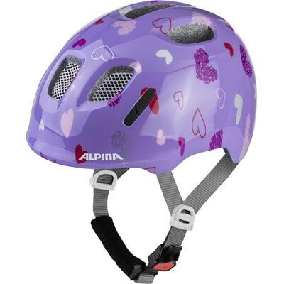 ALPINA Ximo Leichter, Sicherer & Bruchfester Fahrradhelm, mit optionalen LED-Licht, Für Kinder, Purple Hearts Gloss, 47-51 ALPINA Ximo Leichter, Sicherer & Bruchfester Fahrradhelm, mit optionalen LED-Licht, Für Kinder, Purple Hearts Gloss, 47-51
