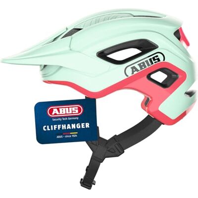 ABUS MTB-Helm Cliffhanger Fahrradhelm für anspruchsvolle Trails mit großen Lüftungsöffnungen & TriVider Riemensystem für Damen und Herren Mintgrün/Pink, Größe M ABUS MTB-Helm Cliffhanger Fahrradhelm für anspruchsvolle Trails mit großen Lüftungsöffnungen & TriVider Riemensystem für Damen und Herren Mintgrün/Pink, Größe M