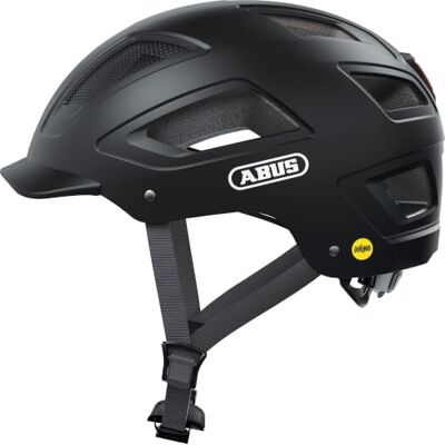 ABUS Stadthelm Hyban 2.0 MIPS Fahrradhelm für den Alltag mit Rücklicht, ABS-Hartschale, Aufprallschutz für Damen und Herren Schwarz Matt, Größe L ABUS Stadthelm Hyban 2.0 MIPS Fahrradhelm für den Alltag mit Rücklicht, ABS-Hartschale, Aufprallschutz für Damen und Herren Schwarz Matt, Größe L
