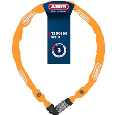 ABUS Kettenschloss 1200 Web – Zahlenschloss aus Spezialstahl – -Sicherheitslevel 2 – 60 cm – Schwarz/Orange ABUS Kettenschloss 1200 Web – Zahlenschloss aus Spezialstahl – -Sicherheitslevel 2 – 60 cm – Schwarz/Orange