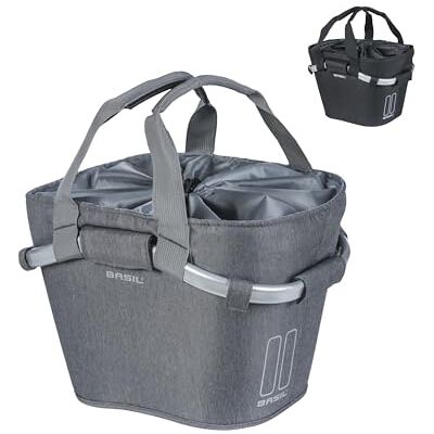 Basil 2Day Carry All Fahrradkorb Vorderrad inkl. KF Adapterplatte Kordelverschluss und Innenfach 15 Liter Grau Meliert Basil 2Day Carry All Fahrradkorb Vorderrad inkl. KF Adapterplatte Kordelverschluss und Innenfach 15 Liter Grau Meliert