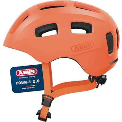 ABUS Fahrradhelm Youn-I 2.0 mit Licht für Kinder, Jugendliche und Junge Erwachsene für Mädels und Jungs Mono orange, Größe M ABUS Fahrradhelm Youn-I 2.0 mit Licht für Kinder, Jugendliche und Junge Erwachsene für Mädels und Jungs Mono orange, Größe M