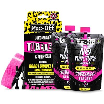 Muc-Off Muc Off Ultimate Tubeless Kit Setup-Kit Für Tubeless-Ready Fahrräder, Straße/Kies/CX 44 mm Enthält Felgenband, Fahrrad Flickzeug, Tubeless Ventile und Reifendichtmittel Muc-Off Muc Off Ultimate Tubeless Kit Setup-Kit Für Tubeless-Ready Fahrräder, Straße/Kies/CX 44 mm Enthält Felgenband, Fahrrad Flickzeug, Tubeless Ventile und Reifendichtmittel