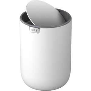 EKO Mini Tischmülleimer mit deckel, 1,5 Liter Kosmetikeimer Weiß, Kleiner Tischabfalleimer für Bad, Schreibtisch, Schlafzimmer oder Auto, Mülleimer mit Edelstahl-Sockel, Small Table Bin, Papierkorb EKO Mini Tischmülleimer mit deckel, 1,5 Liter Kosmetikeimer Weiß, Kleiner Tischabfalleimer für Bad, Schreibtisch, Schlafzimmer oder Auto, Mülleimer mit Edelstahl-Sockel, Small Table Bin, Papierkorb