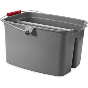 Rubbermaid Commercial Products Reinigungseimer mit Tragegriff 18 L Grau – Doppelkammer-Plastikeimer ideal für Küche & Bad, Organizer für Reinigungszubehör – FG262888GRAY Rubbermaid Commercial Products Reinigungseimer mit Tragegriff 18 L Grau – Doppelkammer-Plastikeimer ideal für Küche & Bad, Organizer für Reinigungszubehör – FG262888GRAY