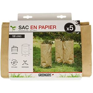 GREENGERS Gartenabfallbeutel 5 grüne Müllsäcke aus kompostierbarem Papier, 100 l, Gartenabfallsack 100 l, Gartensack 100 l – 5 Beutel – biologisch abbaubare Beutel – Durchmesser 45 x Höhe 80 cm GREENGERS Gartenabfallbeutel 5 grüne Müllsäcke aus kompostierbarem Papier, 100 l, Gartenabfallsack 100 l, Gartensack 100 l – 5 Beutel – biologisch abbaubare Beutel – Durchmesser 45 x Höhe 80 cm