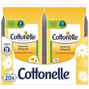 Cottonelle Feuchtes Toilettenpapier für unterwegs, Natürlich Pflegend Kamille & Aloe Vera, Schnell auflösend, 20 x 12 Tücher Vorteilspack, Biologisch abbaubar Cottonelle Feuchtes Toilettenpapier für unterwegs, Natürlich Pflegend Kamille & Aloe Vera, Schnell auflösend, 20 x 12 Tücher Vorteilspack, Biologisch abbaubar