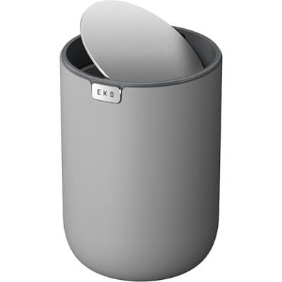EKO Mini Tischmülleimer mit Schwingdeckel, 1,5 Liter Kosmetikeimer, kleiner Schreibtisch-Mülleimer, runder Tischabfalleimer für Büro, Bad, Schreibtisch, Schlafzimmer (Grau) EKO Mini Tischmülleimer mit Schwingdeckel, 1,5 Liter Kosmetikeimer, kleiner Schreibtisch-Mülleimer, runder Tischabfalleimer für Büro, Bad, Schreibtisch, Schlafzimmer (Grau)