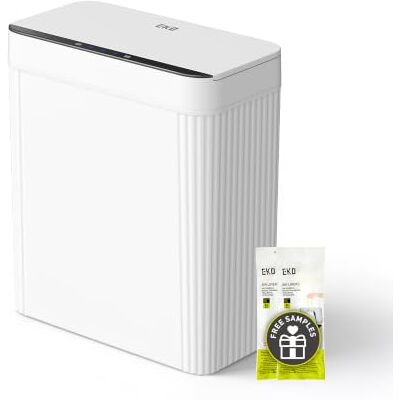 EKO Badezimmer Mülleimer mit Sensor, Schlanker Sensor Abfalleimer, Wasserdichter, Soft Close, Bewegungssensor-Kosmetikeimer für Bad, Büro und Küche, Gletscherweiß, 10L, Hochwertiger Kunststoff EKO Badezimmer Mülleimer mit Sensor, Schlanker Sensor Abfalleimer, Wasserdichter, Soft Close, Bewegungssensor-Kosmetikeimer für Bad, Büro und Küche, Gletscherweiß, 10L, Hochwertiger Kunststoff