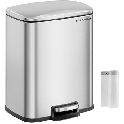 SONGMICS Mülleimer Küche, 20 Liter Abfalleimer mit Pedal, Softclose Tretmülleimer, Offenhaltefunktion, mit Inneneimer, mit 15 Müllbeuteln, Silber und Tintenschwarz, POPNEX Kollektion LTB543E01 SONGMICS Mülleimer Küche, 20 Liter Abfalleimer mit Pedal, Softclose Tretmülleimer, Offenhaltefunktion, mit Inneneimer, mit 15 Müllbeuteln, Silber und Tintenschwarz, POPNEX Kollektion LTB543E01
