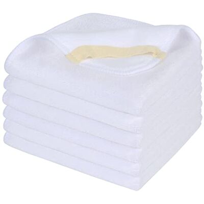 SINLAND 6 Stück Mikrofaser Gesichtstücher Waschbar Abschminktücher schnell trocknend Waschlappen saugfähig Gesichtsreinigungstücher weiches Make up Entferner Tücher, 30,5 x 30,8 cm Weiß SINLAND 6 Stück Mikrofaser Gesichtstücher Waschbar Abschminktücher schnell trocknend Waschlappen saugfähig Gesichtsreinigungstücher weiches Make up Entferner Tücher, 30,5 x 30,8 cm Weiß
