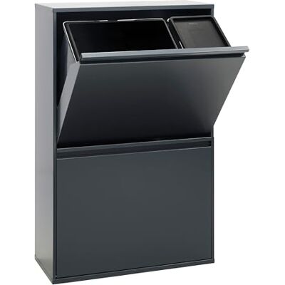 ARREGUI Basic CR604-B2 Mülltrennsystem aus Stahl 4 Fächer Mülleimer für die Küche 1 Extra Großer Eimer für Plastik und 1 Kleiner für Biomüll 23+11+17+17 L (68 L) 4 Fach Abfalleimer anthrazit ARREGUI Basic CR604-B2 Mülltrennsystem aus Stahl 4 Fächer Mülleimer für die Küche 1 Extra Großer Eimer für Plastik und 1 Kleiner für Biomüll 23+11+17+17 L (68 L) 4 Fach Abfalleimer anthrazit