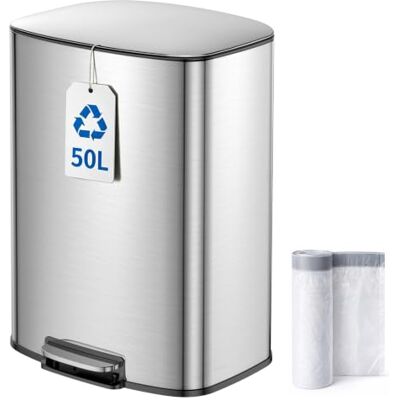 YEAUPE PRO Mülleimer Küche 50L Edelstahl, Treteimer mit Deckel Soft Close, Abfalleimer mit Herausnehmbarem Inneneimer,Geruchsdicht,Großer Küchenabfalleimer,Mülleimer System Küche, inkl. 15 Müllbeutel YEAUPE PRO Mülleimer Küche 50L Edelstahl, Treteimer mit Deckel Soft Close, Abfalleimer mit Herausnehmbarem Inneneimer,Geruchsdicht,Großer Küchenabfalleimer,Mülleimer System Küche, inkl. 15 Müllbeutel