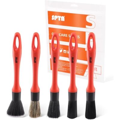 SPTA Detaillierungsbürsten-Set 5 Verschiedene Größen Premium-Naturhaar-Mischfaser-Kunststoffgriff Auto-Detailbürsten zum Reinigen von Rädern, Motor, Innenraum, Lüftungsschlitzen SPTA Detaillierungsbürsten-Set 5 Verschiedene Größen Premium-Naturhaar-Mischfaser-Kunststoffgriff Auto-Detailbürsten zum Reinigen von Rädern, Motor, Innenraum, Lüftungsschlitzen