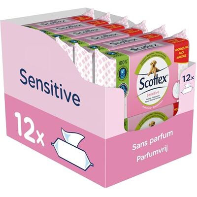 Scottex Sensitive Feuchtes Toilettenpapier, 38 Services (38 Services x 12 Packungen, insgesamt 456 Leistungen) Scottex Sensitive Feuchtes Toilettenpapier, 38 Services (38 Services x 12 Packungen, insgesamt 456 Leistungen)