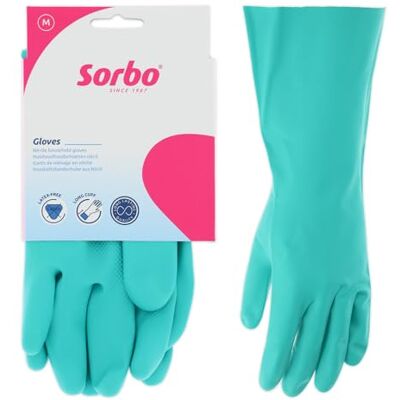 Sorbo Haushaltshandschuhe latexfrei – Nitril-Reinigungshandschuhe mit besonders langer Stulpe, guter Grip sowie passgenauer Sitz, wiederverwendbare Handschuhe, Größe M Sorbo Haushaltshandschuhe latexfrei – Nitril-Reinigungshandschuhe mit besonders langer Stulpe, guter Grip sowie passgenauer Sitz, wiederverwendbare Handschuhe, Größe M