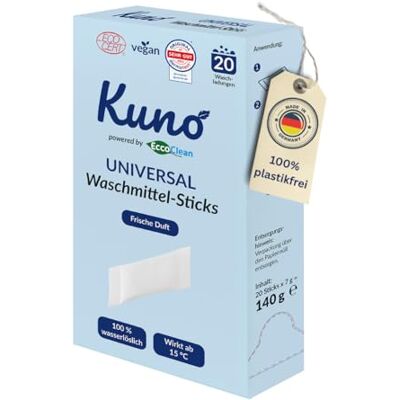 Kuno Sticks Nachhaltige Alternative zu Waschmittel Pods – Dermatologisch getestet Nachhaltig Ultra-kompakt & biologisch abbaubar 20 Waschladungen (1) Kuno Sticks Nachhaltige Alternative zu Waschmittel Pods – Dermatologisch getestet Nachhaltig Ultra-kompakt & biologisch abbaubar 20 Waschladungen (1)