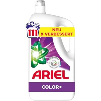 Ariel Flüssigwaschmittel, 111 Wäschen, Color+ Waschmittel, Fleck-Weg-Power beim 1. Waschen, selbst in kaltem Wasser Ariel Flüssigwaschmittel, 111 Wäschen, Color+ Waschmittel, Fleck-Weg-Power beim 1. Waschen, selbst in kaltem Wasser