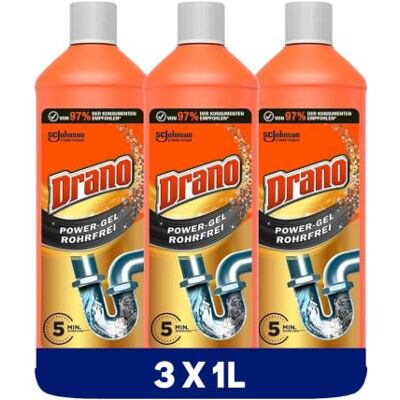 Drano Extra Stark, Abflussreiniger, Rohrreiniger für Küche & Bad, 3er Pack Drano Extra Stark, Abflussreiniger, Rohrreiniger für Küche & Bad, 3er Pack