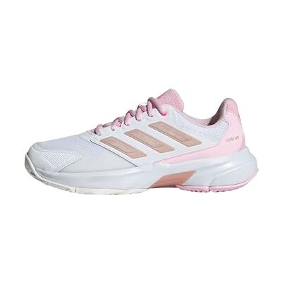 Adidas Damen Courtjam Control 3 Tennis Shoes, Cloud White/Silver Metallic/Lucid Pink, 38 EU Adidas Damen Courtjam Control 3 Tennis Shoes, Cloud White/Silver Metallic/Lucid Pink, 38 EU
