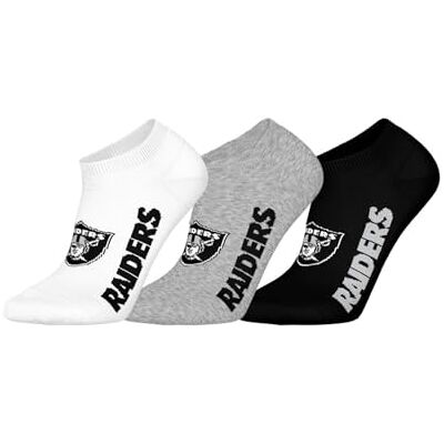NFL LAS Vegas Raiders 3pk Sneaker Socks WHT/MGR/BLK 39/42 NFL LAS Vegas Raiders 3pk Sneaker Socks WHT/MGR/BLK 39/42