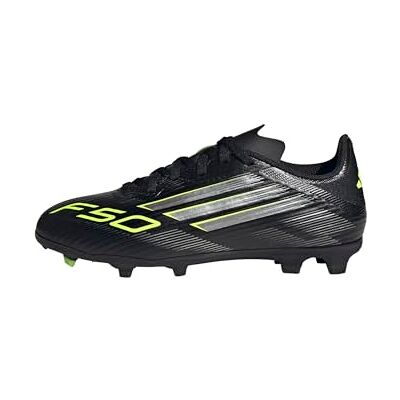 Adidas Unisex Kinder F50 League Firm Ground/Multi Ground Football Boots Kids, Core Black/Iron Metallic/Lucid Lemon, 34 EU Adidas Unisex Kinder F50 League Firm Ground/Multi Ground Football Boots Kids, Core Black/Iron Metallic/Lucid Lemon, 34 EU