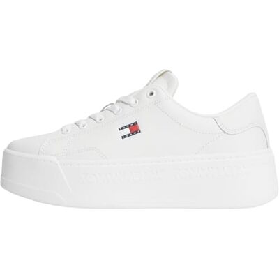 Tommy Jeans Damen Cupsole Sneaker Script Flatform Low Top, Weiß (Ecru), 37 Tommy Jeans Damen Cupsole Sneaker Script Flatform Low Top, Weiß (Ecru), 37