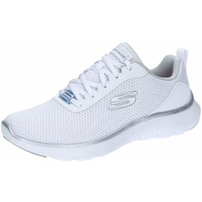 Skechers Damen Flex Appeal 5.0 Uptake Sneakers, White Mesh Silver Trim, 40 EU Skechers Damen Flex Appeal 5.0 Uptake Sneakers, White Mesh Silver Trim, 40 EU
