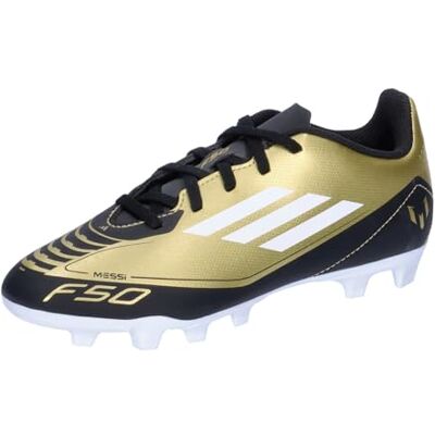 Adidas Unisex F50 Club Messi Football Boots Flexible Ground, Gold/Footwear White/Carbon Black, 46 EU Adidas Unisex F50 Club Messi Football Boots Flexible Ground, Gold/Footwear White/Carbon Black, 46 EU