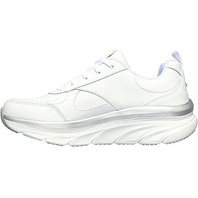 Skechers Damen D'LUX Walker Timeless Path Sneaker, White Leather/Silver Trim, 38.5 EU Skechers Damen D'LUX Walker Timeless Path Sneaker, White Leather/Silver Trim, 38.5 EU