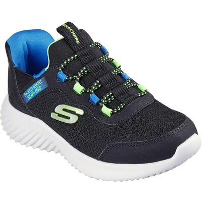 Skechers Jungen Bounder Brisk-Burst Slip-InTurnschuhe, Black Synthetic / Textile / Blue & Black Trim, 33 EU Skechers Jungen Bounder Brisk-Burst Slip-InTurnschuhe, Black Synthetic / Textile / Blue & Black Trim, 33 EU