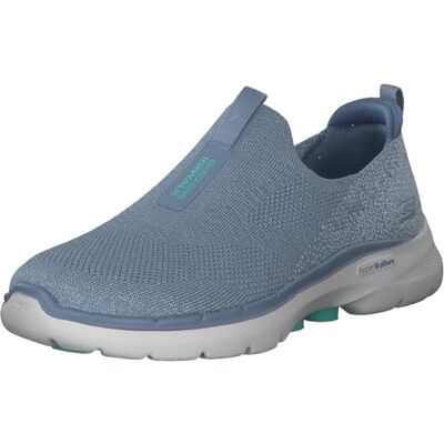 Skechers Damen Go Walk 6 Glimmering Sneaker, Blue Textile Turquoise Trim, 38 EU Skechers Damen Go Walk 6 Glimmering Sneaker, Blue Textile Turquoise Trim, 38 EU