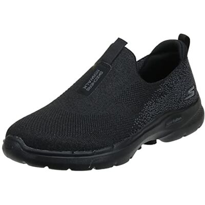 Skechers Damen Go Walk 6 Glimmering Sneaker, Black Textile Pink Trim, 36.5 EU Skechers Damen Go Walk 6 Glimmering Sneaker, Black Textile Pink Trim, 36.5 EU