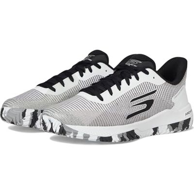 Skechers Viper Court Pro 2.0 Herren-Sneaker, Weißes Synthetisches Textil, schwarzer Besatz, 41 EU Skechers Viper Court Pro 2.0 Herren-Sneaker, Weißes Synthetisches Textil, schwarzer Besatz, 41 EU