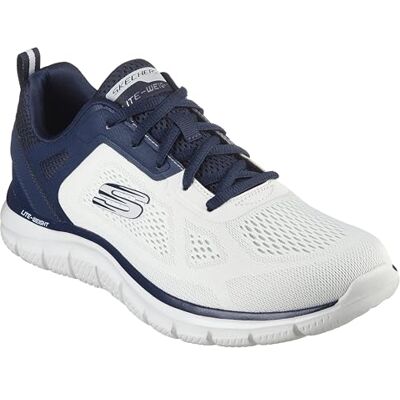 Skechers Herren Track Broader Sneaker, Off-White Engineered Mesh Pu Navy Trim, 43 EU Skechers Herren Track Broader Sneaker, Off-White Engineered Mesh Pu Navy Trim, 43 EU
