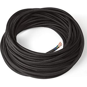 AMARCORDS Textilkabel für Lampen SCHWARZ, rund, Seide, 20 Meter, mit Erdung 3x0,75 Stoffkabel mit farbigem vintage Stoff überzogen für Kronleuchter, Wandlampen und Lampenschirme AMARCORDS Textilkabel für Lampen SCHWARZ, rund, Seide, 20 Meter, mit Erdung 3x0,75 Stoffkabel mit farbigem vintage Stoff überzogen für Kronleuchter, Wandlampen und Lampenschirme